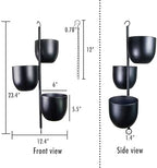 3-Tier Metal Hanging Planter with 6 Inch Oval Pots - Black Modern Triple Tiered Plant Hanger - Vertical Stackable Wall and Ceiling Mount Holder for Indoor and Houseplants - Image 2