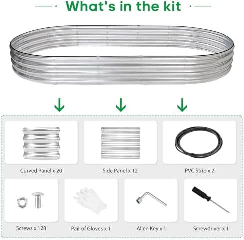 JERIA 2 Pcs 8×4×1ft Oval Raised Garden Bed,Galvanized Raised Garden Bed Kit Outdoor Metal Gardening Planter Box for Vegetable, Fruits, Flower，Herbs - Image 2
