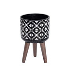 D'vine Dev Planter Pot with Wood Stand, 8 in, White/Black, 88-G-A-4 by DvineDevPlanterPotsandStand