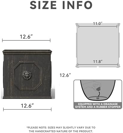 Kante Accent Square Vintage BRN Concrete Planter 12.6" W, Outdoor - Image 2