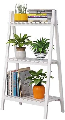 LUSTAR Bamboo Ladder Plant Stand Foldable Organizer Flower Display Shelf Rack Multifunction Ladder Shelf for Home Garden Balcony by LUSTAR