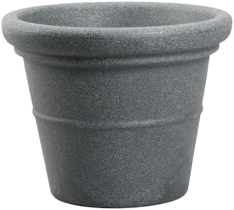 The HC Companies 42 Inch Terrazzo Extra Large Round Planter - Rolled Rim Weather Resistant Decorative Plastic Plant Pot with Drainage for Indoor Outdoor Use, Granite by TheHCCompanies