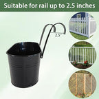 10" Metal Hanging Planter for Railing with Detachable Hooks, Black, 4 Pcs - Image 5