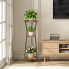 MAHANCRIS Plant Stand Indoor, 3 Tier Round Corner Plant Stand Indoor, Round Plant Holder Rack, 35" Tall Plant Shelf for Living Room, Balcony, Patio, Rustic Brown and Black PSHR0401 - Image 6