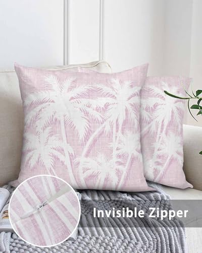 Throw Pillows 18x18 Set of 2, Tropical Palm Tree Waterproof Outdoor Pillow Covers with Insert, Vintage Lavender Exotic Botanical Plants Decorative Pillowcase Cushion for Patio, Garden, Couch - Image 5