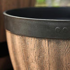 Plant Pot Faux Whiskey Barrel Shape Garden Pots and Planters, Plastic Indoor Outdoor Yard Patio Flowerpot Flower Pot Barrel Planter 12×12×8.9” - Image 6