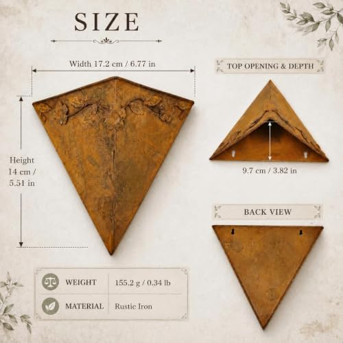 LOGOFUN Rustic Metal Wall Planter Cone Shaped Hanging Flower Pot - Image 2
