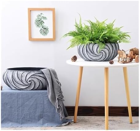 Flower Pots Spiral Textured Fiberglass Planter with Drainage Hole for Home Office Windows - Image 6