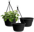 Bloem Dura Cotta 12" Plastic Hanging Basket Planter, Black, 4-Pack by Bloem