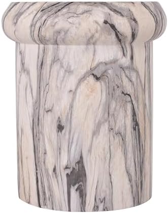 Christopher Knight Home 18.11 Inch Sculptural MGO Side Table Modern Round End Table Faux Travertine Indoor Outdoor Pedestal Accent Table, Natural Marble Look - Image 6