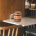 VOSAREA Wood Wine Barrel Decor Vintage Style Wooden Barrel Ornament for Bar Kitchen Garden Yard Home Decor Handmade Rustic Shelf Accent 7.87 X 6.29 X 6.29 in - Image 5