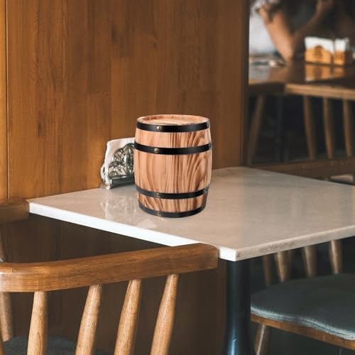 VOSAREA Wood Wine Barrel Decor Vintage Style Wooden Barrel Ornament for Bar Kitchen Garden Yard Home Decor Handmade Rustic Shelf Accent 7.87 X 6.29 X 6.29 in - Image 5