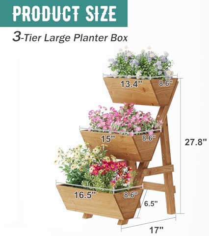 Small Raised Garden Bed, 3 Tier Vertical Garden Planter for Indoor & Outdoor, Raised Planter Box with Legs - Image 7