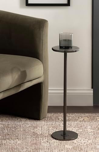 Kate and Laurel Pianka Decorative Modern Pedestal Round Drink Table, 7 x 7 x 22, Gunmetal, Cast Aluminum Mini Table with Organic Tabletop Shape for Use as Small Plant Stand or Living Room Accent - Image 2