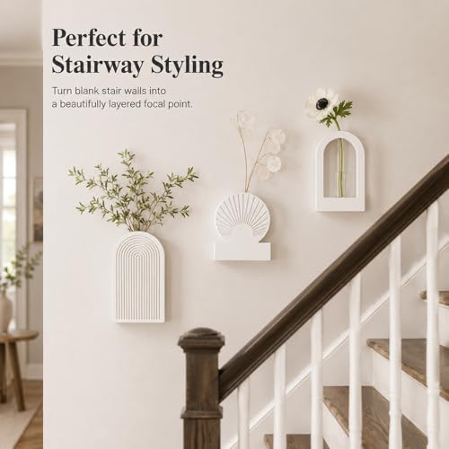 TBWIND White Wooden Wall Vases Set of 3, Wall Planters with Glass Tube Kit - Image 5