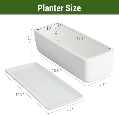 MyGift 14 Inch Unglazed White Ceramic Indoor Plant Pot with Drainage Hole - Image 6
