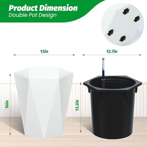 16" Self Watering Planters, Self Watering Pots for Indoor Plants - Image 6