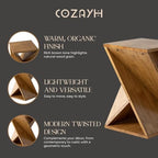COZAYH Rustic Farmhouse Geometric Style End Table with Twisted X Base, Modern Square Accent Side Table for Living Room, Bedroom, or Office, Brown - Image 5