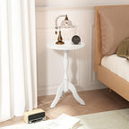 HLR Round Small End Table Set of 2, Wooden Pedestal Side Tables, Pure White - Image 5
