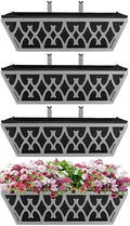 4 Pack 16 Inch Window Boxes Planters Railing Planter Box with Adjustable Brackets & Non-Woven Fabric Plant Grow Bags Deck Railing Planter Boxes Balcony Hanging Flower Box for Outdoor Plants by KarlliuHOMEGARDEN