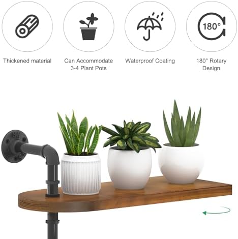 OtGalk 2-Tier Rotating Window Plant Shelf, Wooden Indoor Plant Stand - Image 6