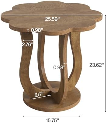 LITTLE TREE Side Table, Flower End Table, Wood Nightstand, Rustic Brown - Image 2
