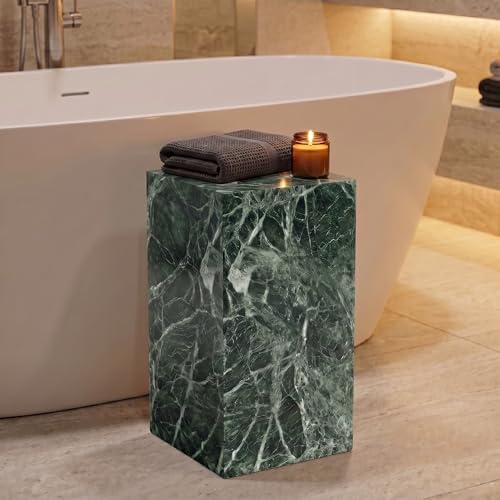 YKAJO Emerald Green Marble Pedestal Side Table, 20" H Plant Display Stand - Image 5