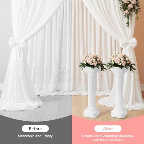 2PCS Columns and Pillars, Wedding Roman Column Wedding Landscaping Plastic Roman Pillar Artistic Roman Column Statue Party Flowerpot Holder for Wedding Event Party Decor (2Pcs Ornate Column) - Image 5
