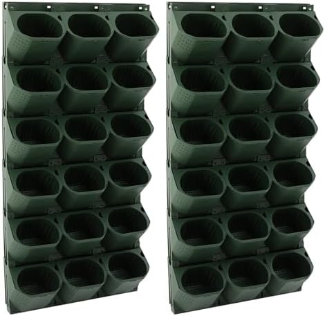 Vertical Wall Planter, 36pots Wall-Mounted Flower Pot Holder, Vertical Pocket Garden Wall Planter Outdoor Hanging Flower Pot, Stackable Grow Bags for Flowers Vegetables Fruits (Dark Green) by Unknown