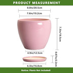 Ceraimc 8 Inch Plant Pot, Ceraimc Planters for Indoor Plants, Pink - Image 3