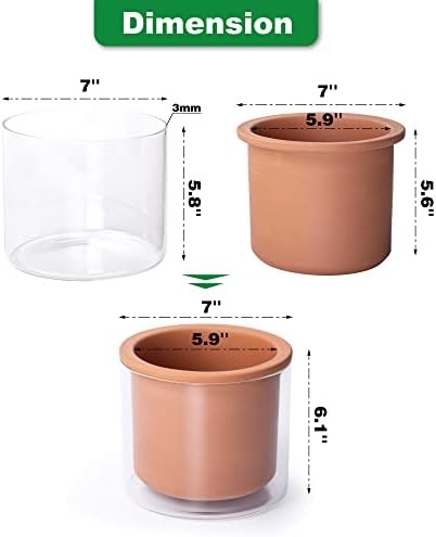 Phoenix Vine 6 Inch Self Watering Plants Pot, Design Terracotta Pot for Plants, Indoor Cylinder Terra Cotta Planter with Glass Vase, Set of 1, 51-A-F-1 - Image 4