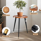 KINNARY Plant Stand Indoor, Mid Century Wood Plant Table Plant Holder with Raised Design,Heavy Duty Metal Tall Flower Pot Stand, Modern Home Decor Small Round Side End Table(11.8"x16") - Image 6