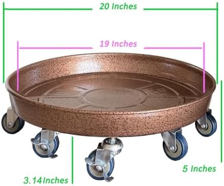 SIAMO 20" Heavy Duty Plant Caddy (570lbs Capacity)-Lockable Non-Scratch Swivel Casters Rolling Plant Stand Saucer for Large Ceramic Planters & Heavy Trees Indoor & Outdoor,Copper,1-Pack - Image 2