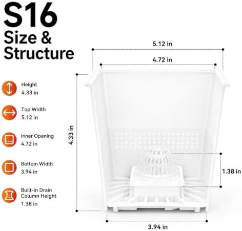 4.7"Wx4.3"H Plant Pots 6 Packs Smart Drainage Square Flower Pots S16 White - Image 2