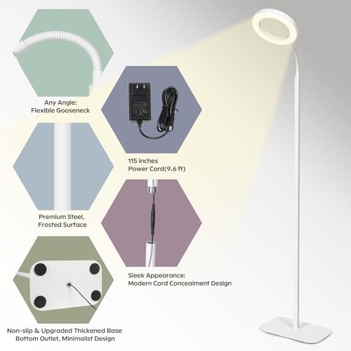 Plant Lights for Indoor Plants, Cord Hidden Standing Grow Lights for Indoor Plants Full Spectrum, LED 20w Plant Lamp with 3/9/12 H Timer,10 Brightness,70" Height Adjustable,White - Image 3