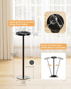 Round Drink Table, Small Pedestal Side Table, Black Marble - Image 3