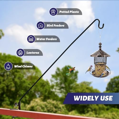 ERYTLLY 4 Packs 3 Inch Clamp 28" Long Deck Hook for Hanging Bird Feeder, Plants, Suet Baskets,Wind Chimes,Lanterns and More - Image 2