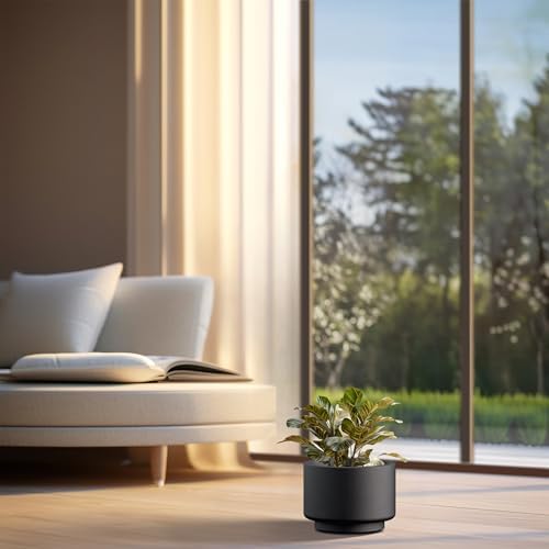 Kante Small Round Pedestal Black Concrete Planter 10" Dia, Outdoor - Image 6