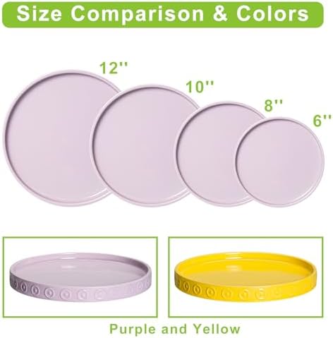 Eightpot Plant Plates to Catch Water, 9.3 Inch Plant Pot Saucers for Indoor Outdoors, Round Plants Drip Tray, Modern Ceramic Plant Saucer, Decorative Plants Dishes to Catch Water, Garden Gift, Purple - Image 7