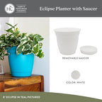The HC Companies Eclipse Round Planter Pot, 16 Inch, White, 2-Pack - Image 2