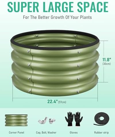 ZXZYHFTY Round Raised Garden Bed, 3 Pack, Galvanized Steel, Green - Image 4