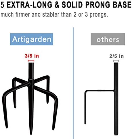 Artigarden Outdoor Shepherd Hooks 108 inch Tall for Bird Feeder (2 Packs), Adjustable Metal Garden Poles for Hanging Plants Solar Light Lantern, Bright Black - Image 4