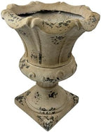 Vintage Garden Planter, 21.45" Tall MGO Distressed Antique White Decorative Flower Pot for Planting, Outdoor Pedestal Urn Plant Container with Drainage Hole for Front Porch Decor - Image 5