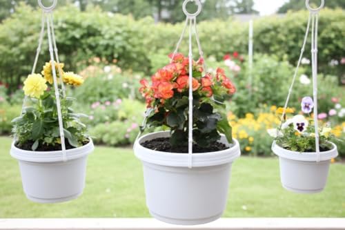 Hanging Flower Pots, 9 inch, White Granite, Case of 5 - Image 4