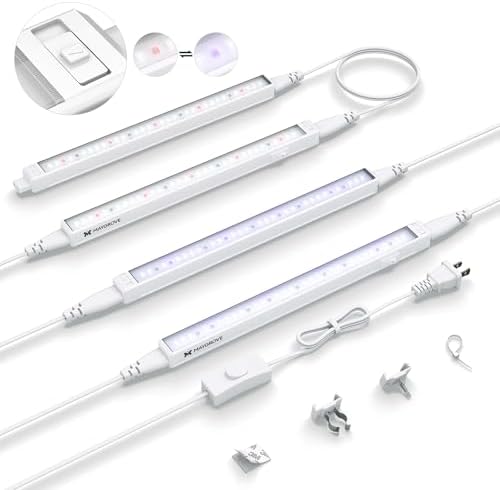 Maygrove Grow Lights for Indoor Plants, Tunable Spectrum 1FT LED Growing Lamp 28W (4 x 7W), T5 Grow Light Strip for Seed Starting, Vegetables, Linkable, White, 4-Pack by MAYGROVE