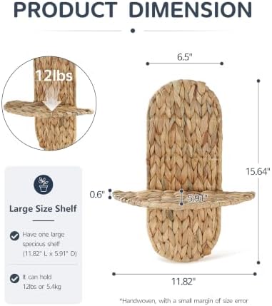 Couesy Set of 2 Wicker Wall Plant Holder, Rattan Wall Shlef Boho Room Decor - Image 2