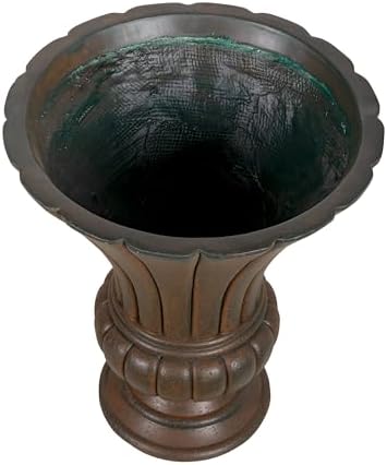 Virubi 22.44" H Vintage Fluted Pedestal Urn Planter – Weather-Resistant MGO Outdoor Flower Pot for Garden, Patio, Front Porch – Antique Victorian Style Decor (Antique Bronze) - Image 5