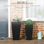 Outsunny 2-Pack Outdoor Planter Set with Drainage Holes, 22in & 18in, Black - Image 4