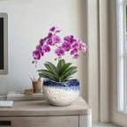 Ceramic Planter 8 Inch, Ceramic Plant Pots Indoor, Beige-Blue - Image 5