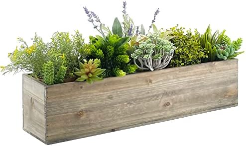 CYS EXCEL Rectangle Wood Planter Box with Removable Plastic Liner (H:6" Open:23"x6") | Multiple Size Choices Wood Rectangular Planter | Indoor Decorative Window Box - Image 3